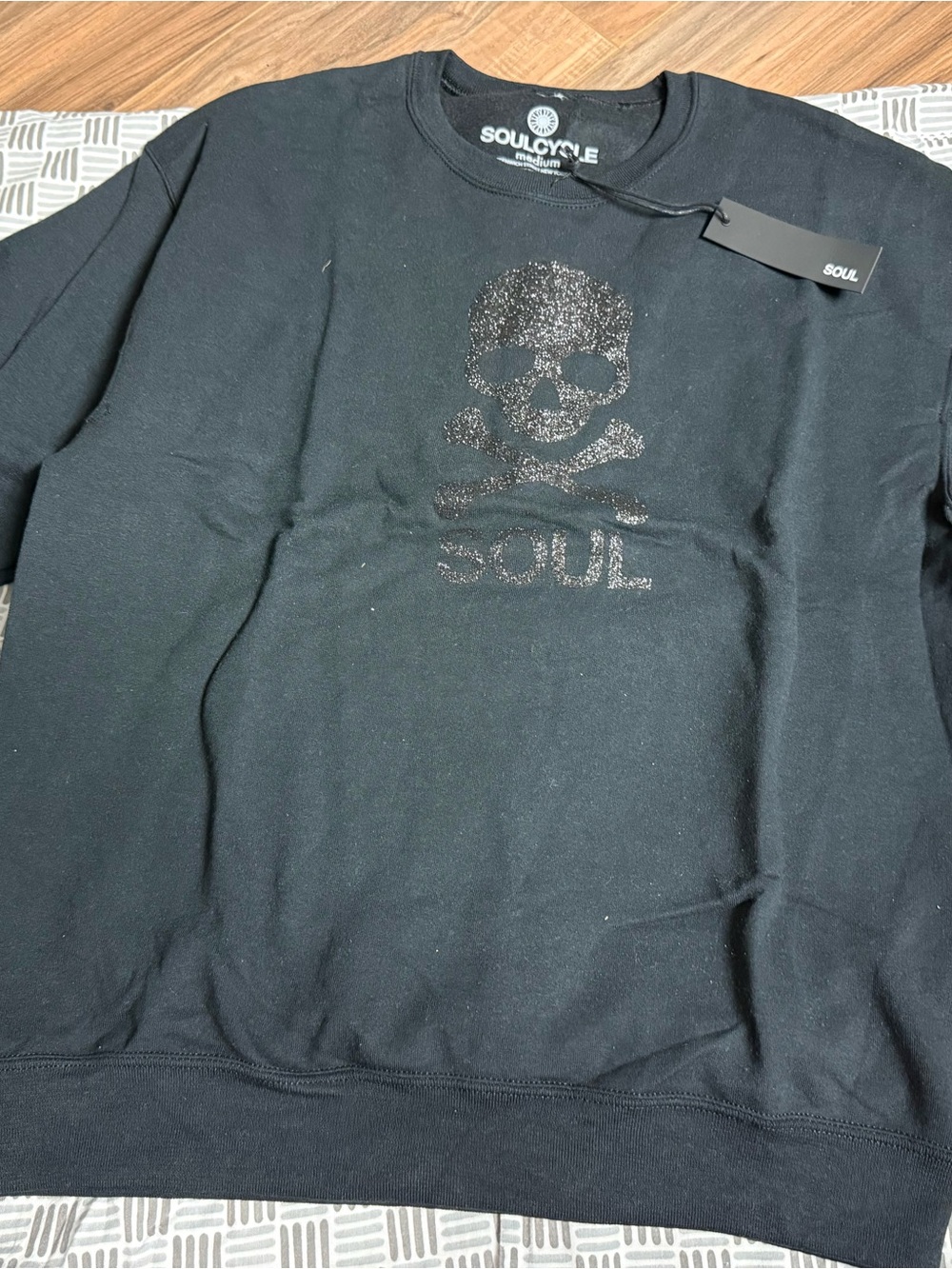 SoulCycle Men’s Black Glitter Skull Sweatshirt